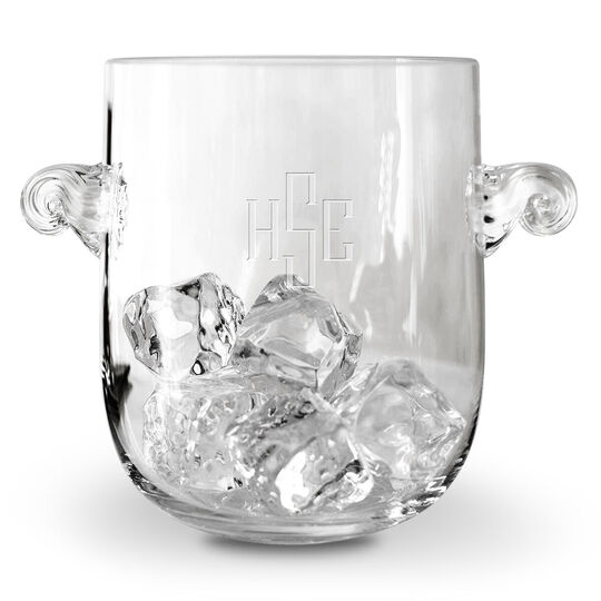 Deep Etched Monogrammed Atelier Crystal Ice Bucket